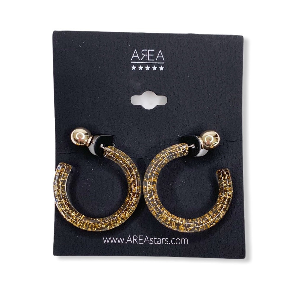 Area Stars Gold Glitter Hoop Earrings